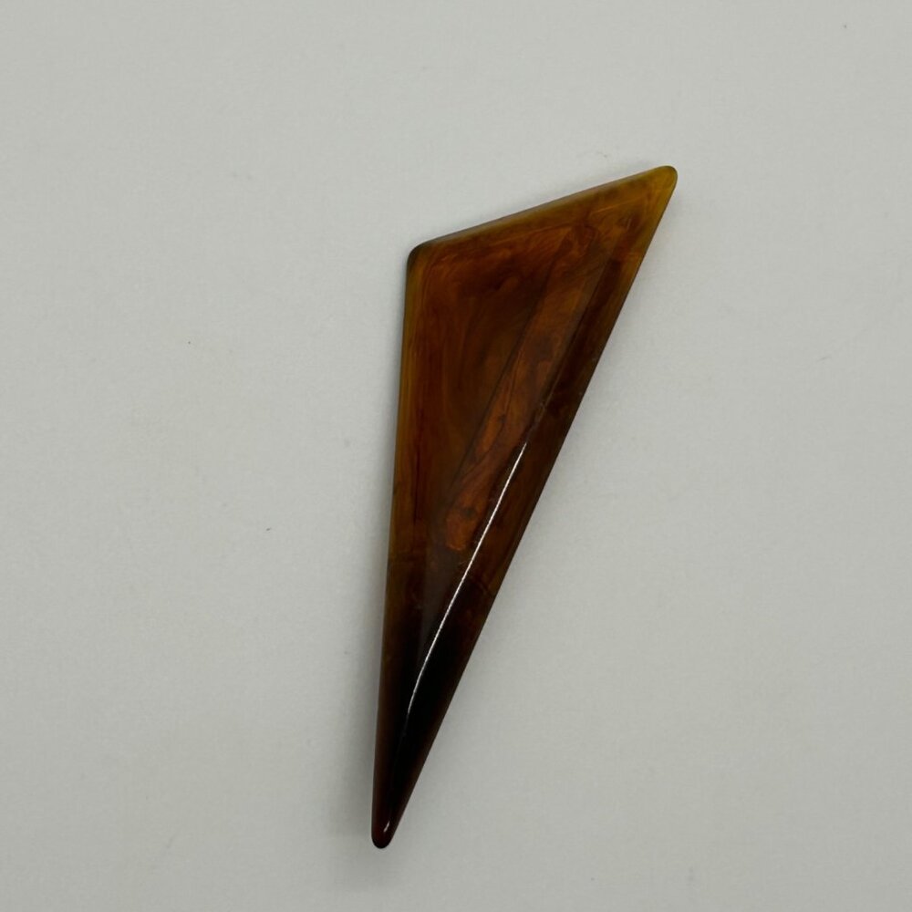 Vintage Lucite Brooch UV Reactive Amber Marbled Triangular Mid Century Modern - Picture 6 of 13
